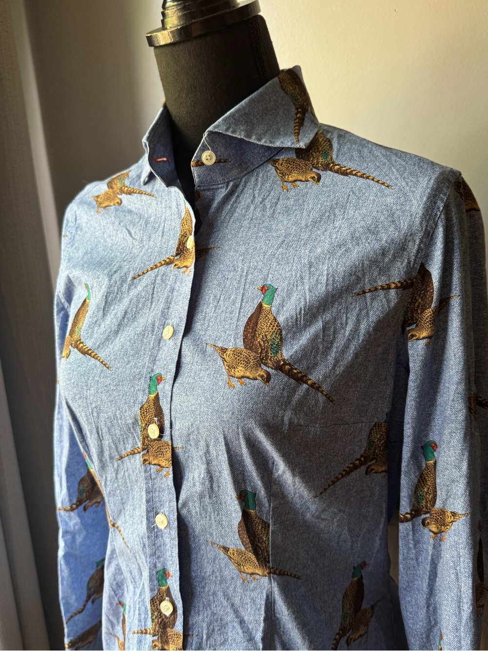Kevin’s Blue Pheasant Print Button-Up Shirt - Picture 3 of 8